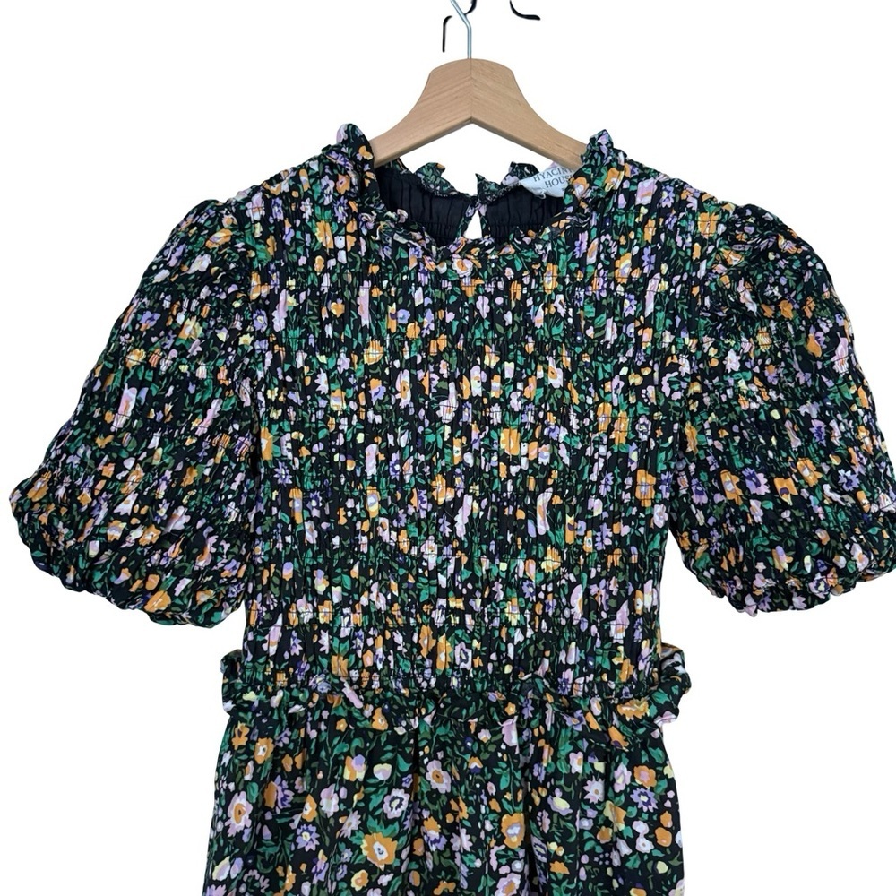 Hyacinth House Black Multi Floral Smocked Samantha Midi Dress Sz XS - Picture 7 of 11